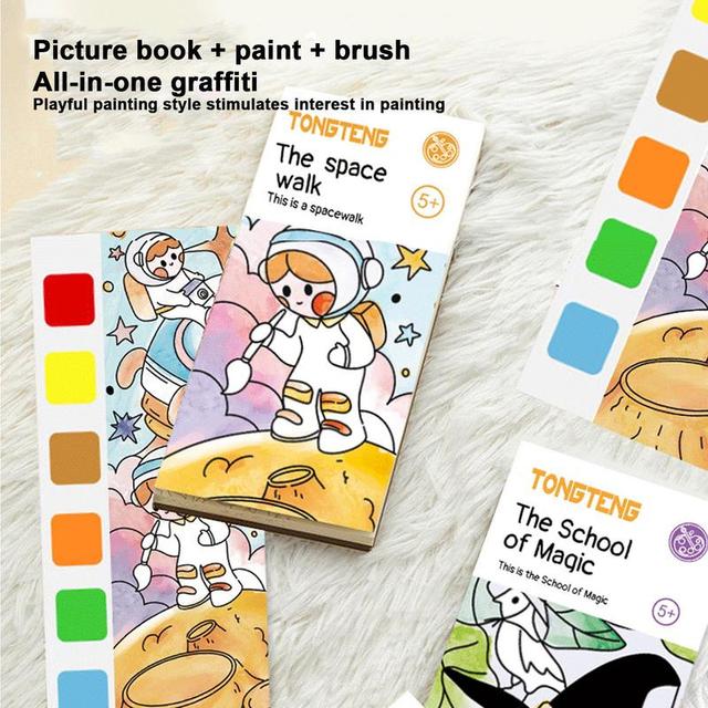 Paint With Water Coloring Book Water Colors Paint Kids Coloring Books  Pocket Watercolor Painting Water Coloring Books - AliExpress